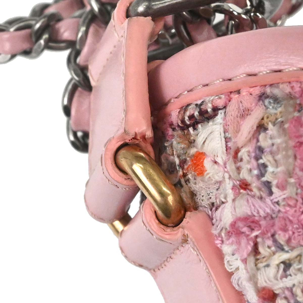 Chanel 2019 Pink Tweed Calfskin Small Gabrielle Shoulder Bag