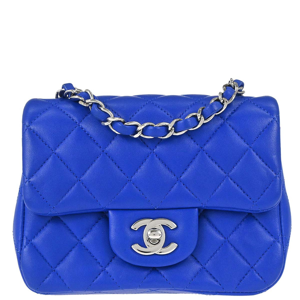 Chanel 2018-2019 Blue Lambskin Mini Classic Square Flap Shoulder Bag 17