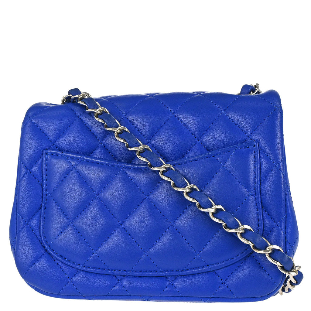 Chanel 2018-2019 Blue Lambskin Mini Classic Square Flap Shoulder Bag 17