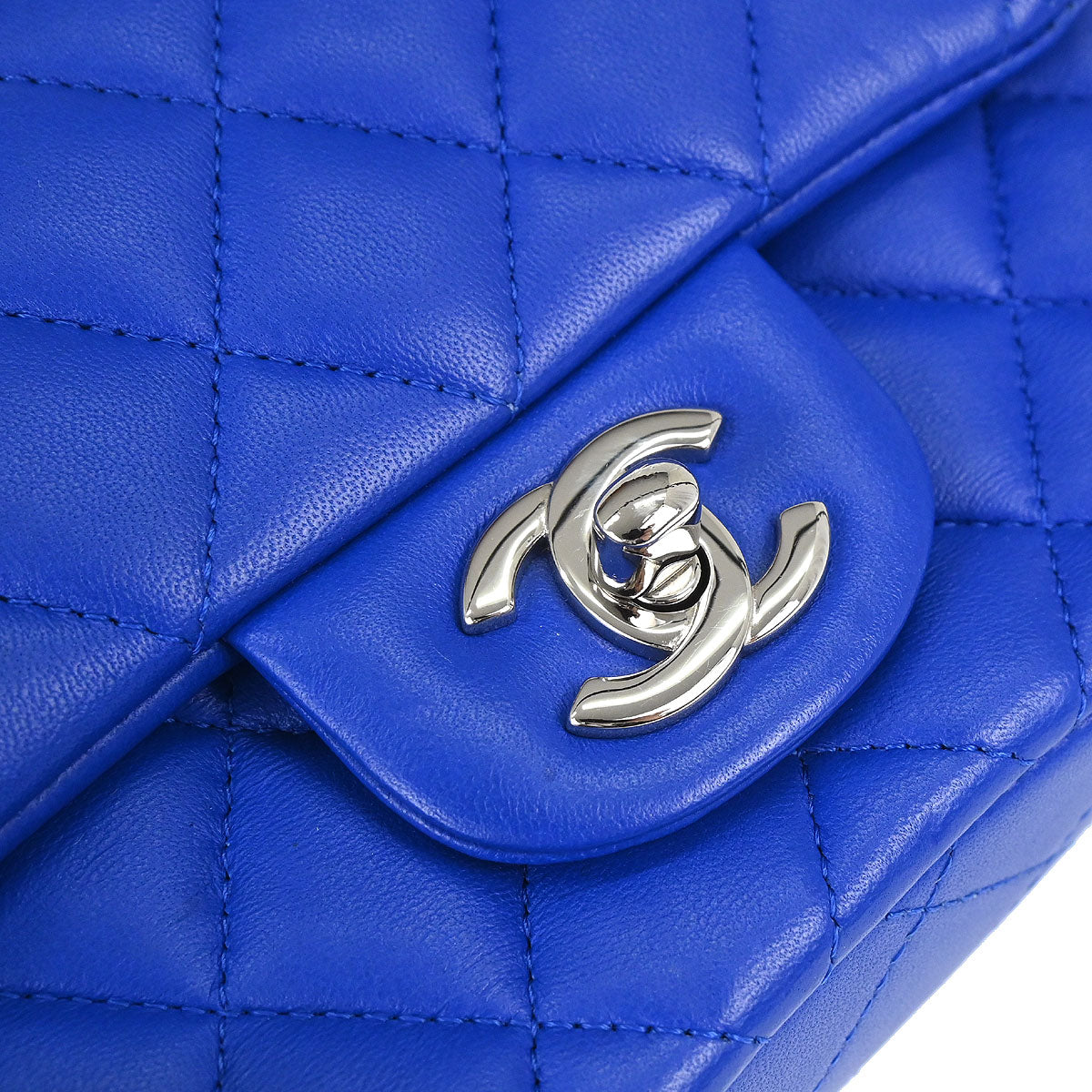 Chanel 2018-2019 Blue Lambskin Mini Classic Square Flap Shoulder Bag 17