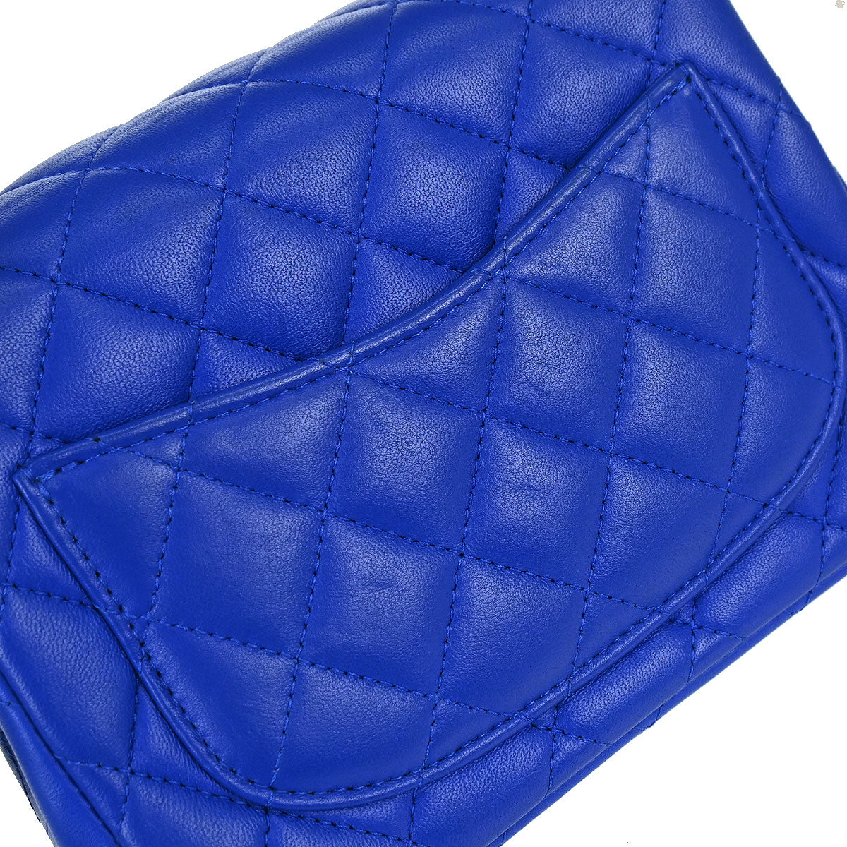 Chanel 2018-2019 Blue Lambskin Mini Classic Square Flap Shoulder Bag 17