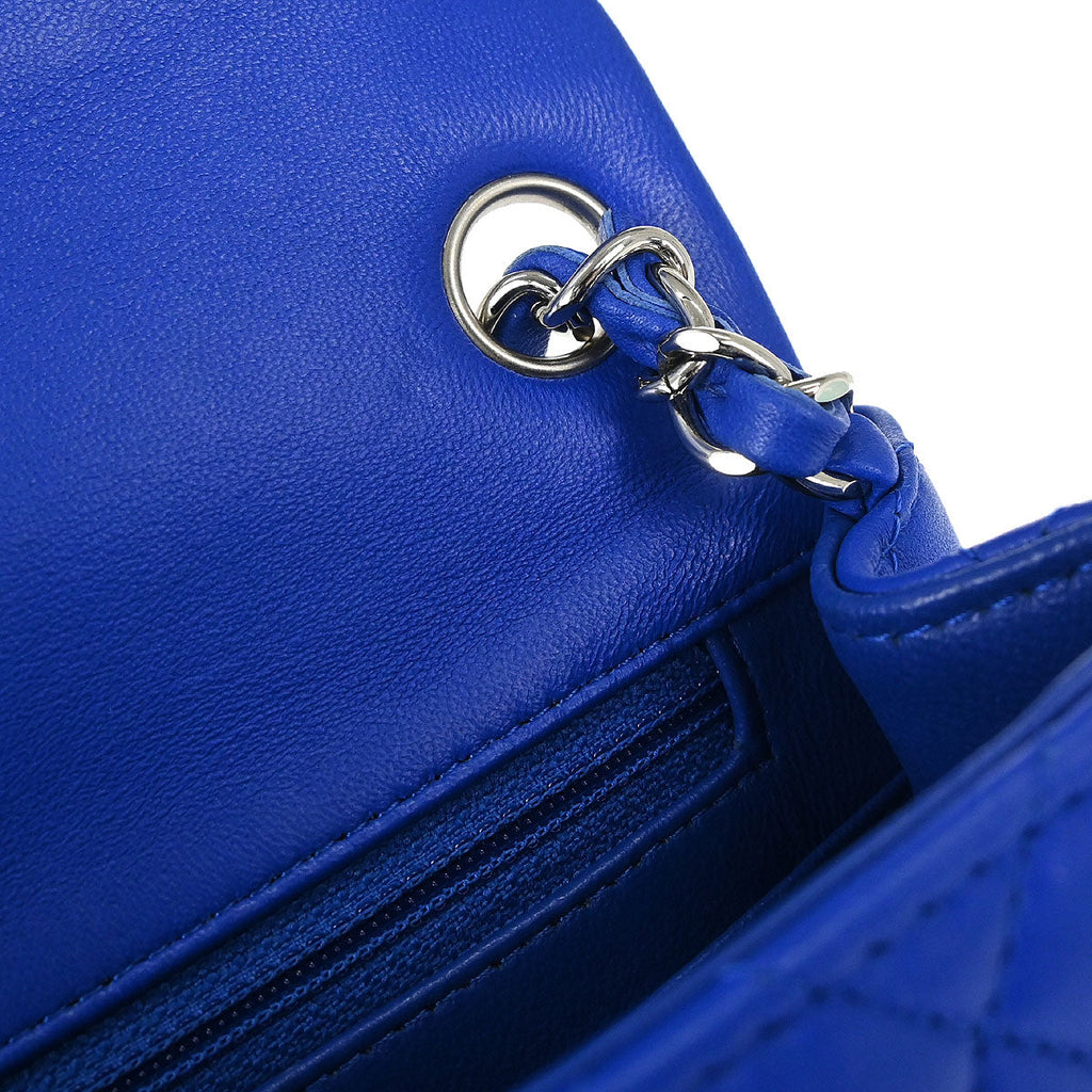Chanel 2018-2019 Blue Lambskin Mini Classic Square Flap Shoulder Bag 17