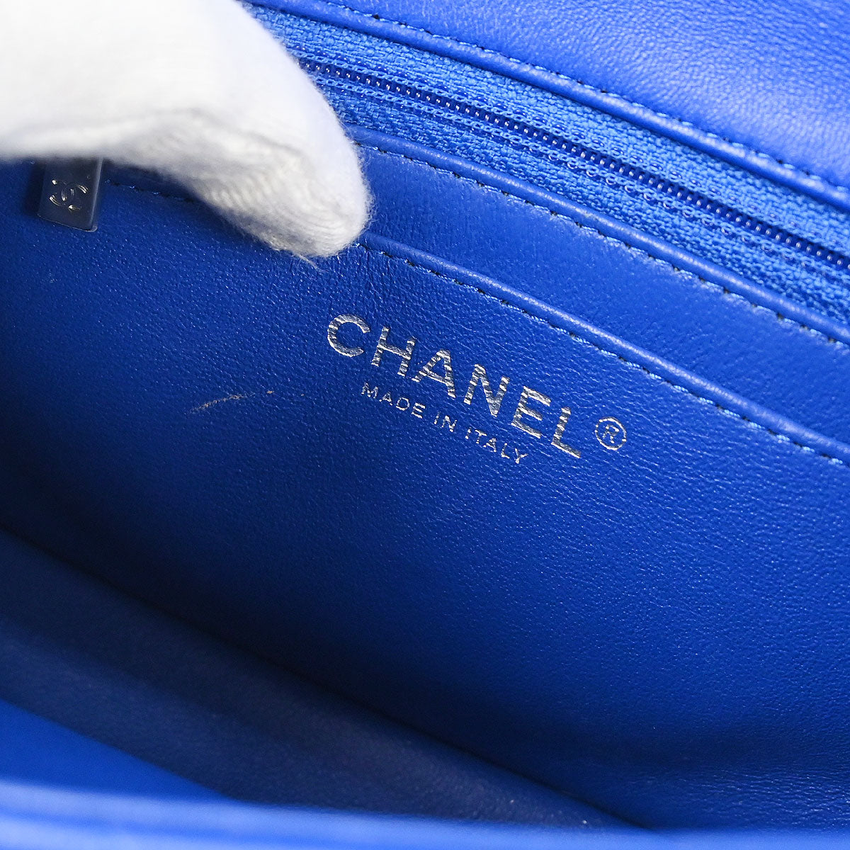 Chanel 2018-2019 Blue Lambskin Mini Classic Square Flap Shoulder Bag 17