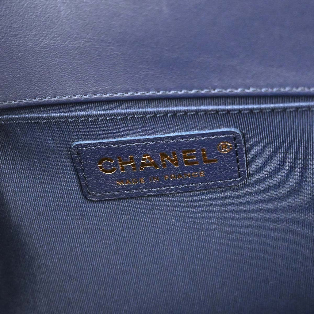 Boy Chanel Blue Velvet Medium Double Chain Shoulder Bag