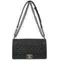 Boy Chanel Black Caviar Skin Medium Chain Shoulder Bag