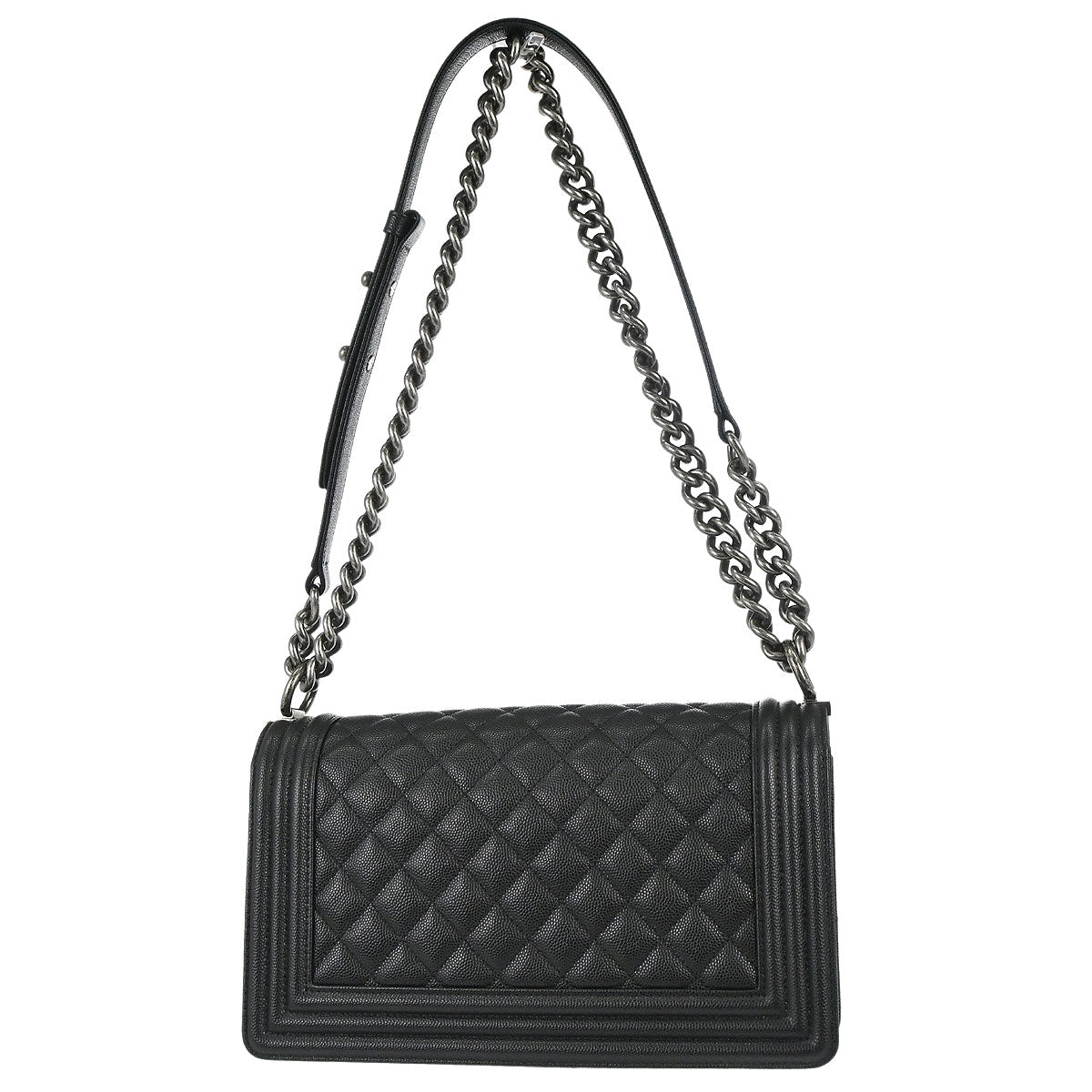 Boy Chanel Black Caviar Skin Medium Chain Shoulder Bag