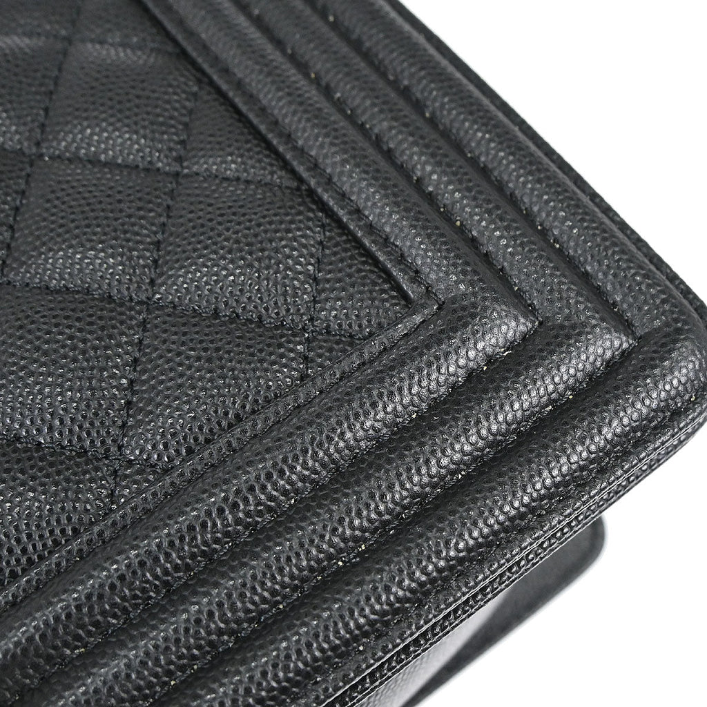 Boy Chanel Black Caviar Skin Medium Chain Shoulder Bag