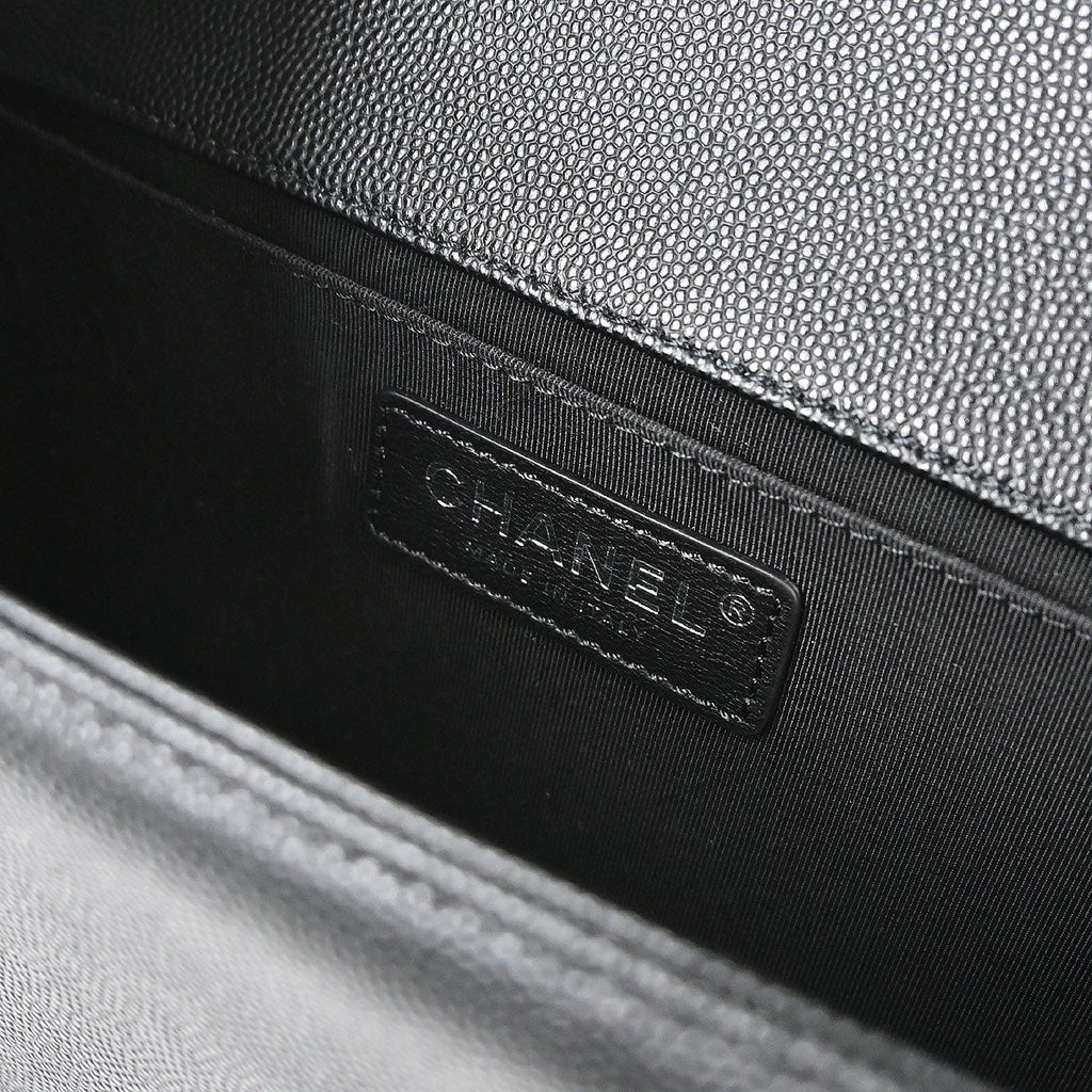 Boy Chanel Black Caviar Skin Medium Chain Shoulder Bag