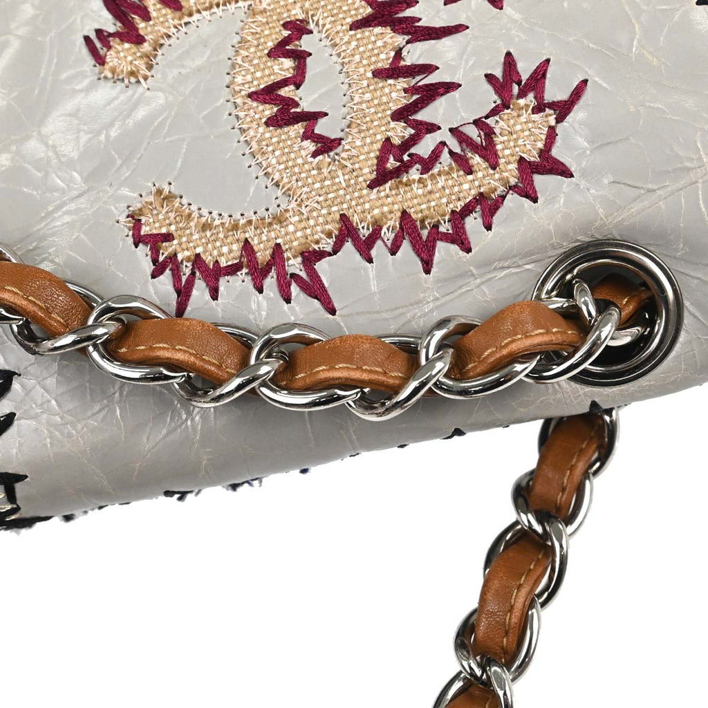Chanel 2012 Beige Tweed Patchwork Jumbo Shoulder Bag