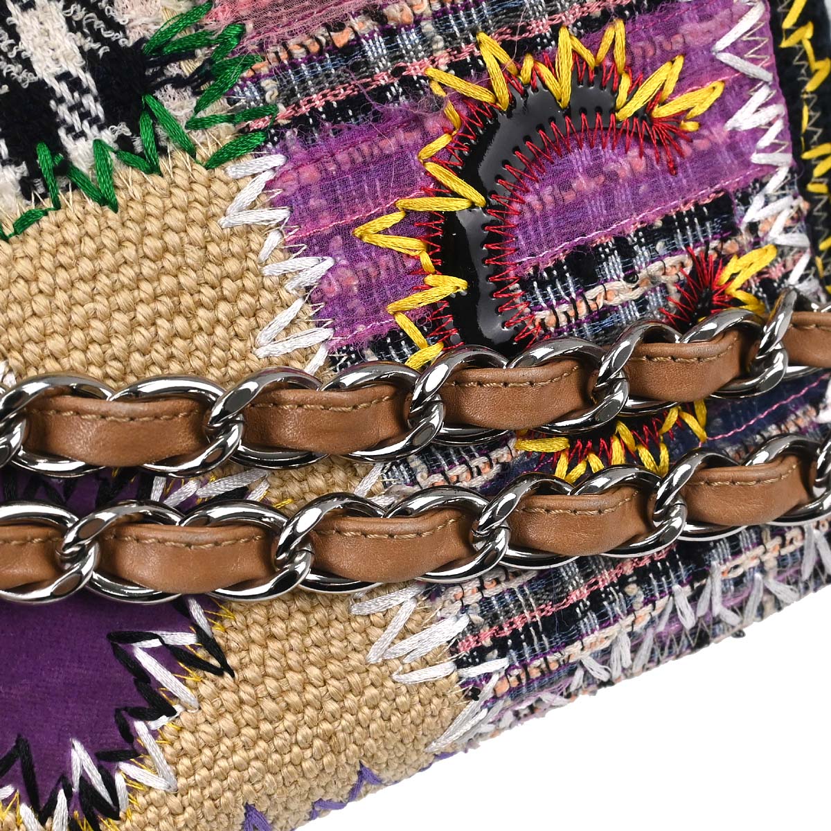 Chanel Beige Tweed Patchwork Jumbo Shoulder Bag