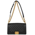 Boy Chanel Black Caviar Skin Medium Chain Shoulder Bag