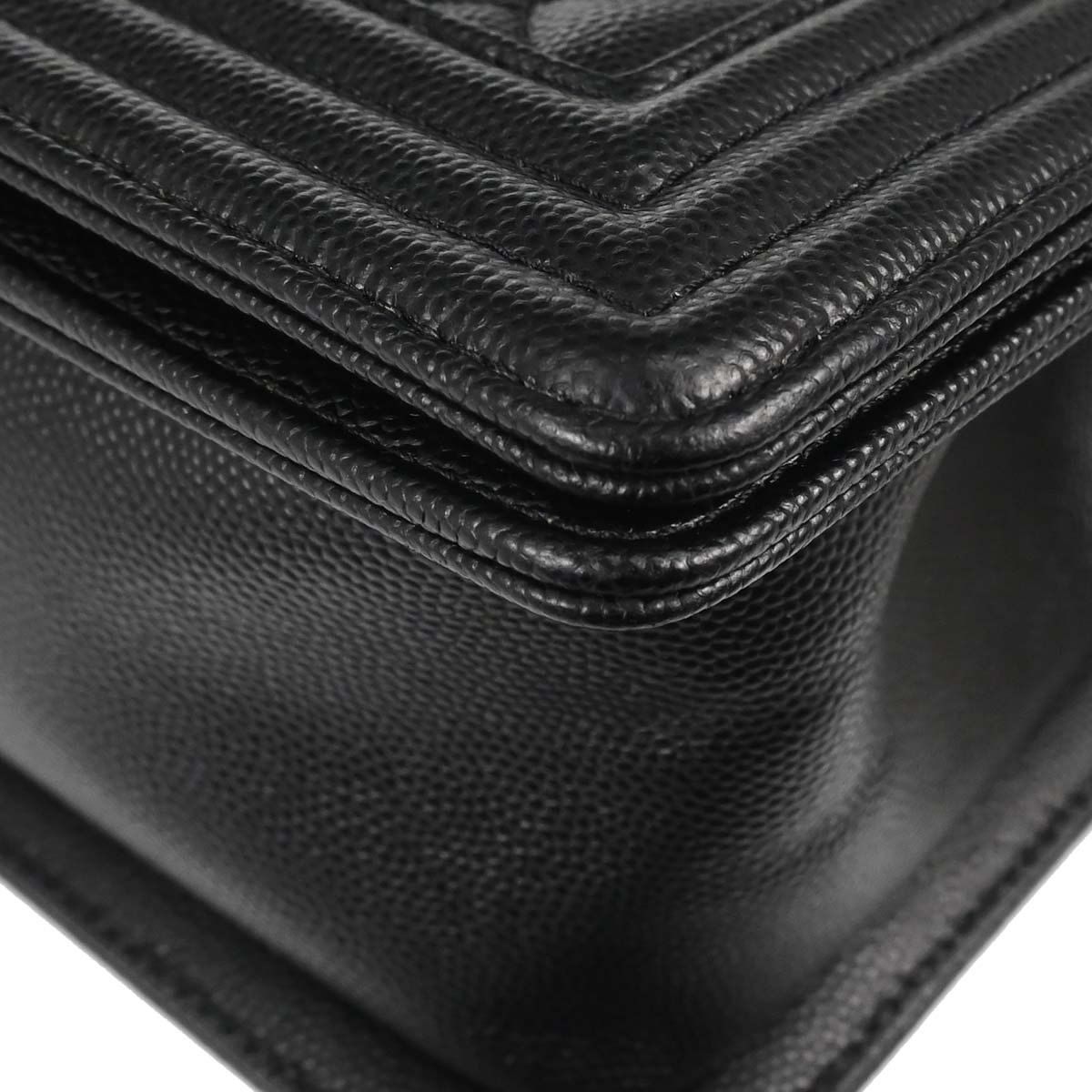 Boy Chanel Black Caviar Skin Medium Chain Shoulder Bag