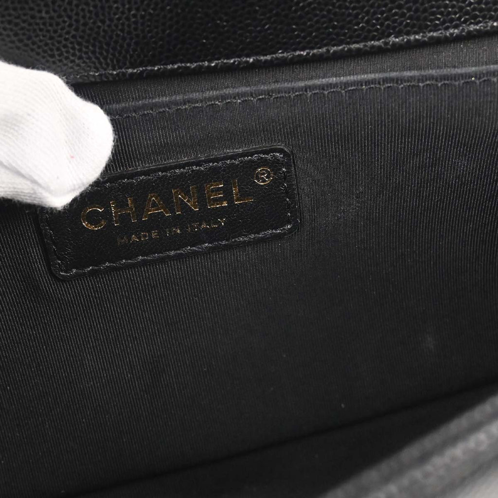 Boy Chanel Black Caviar Skin Medium Chain Shoulder Bag