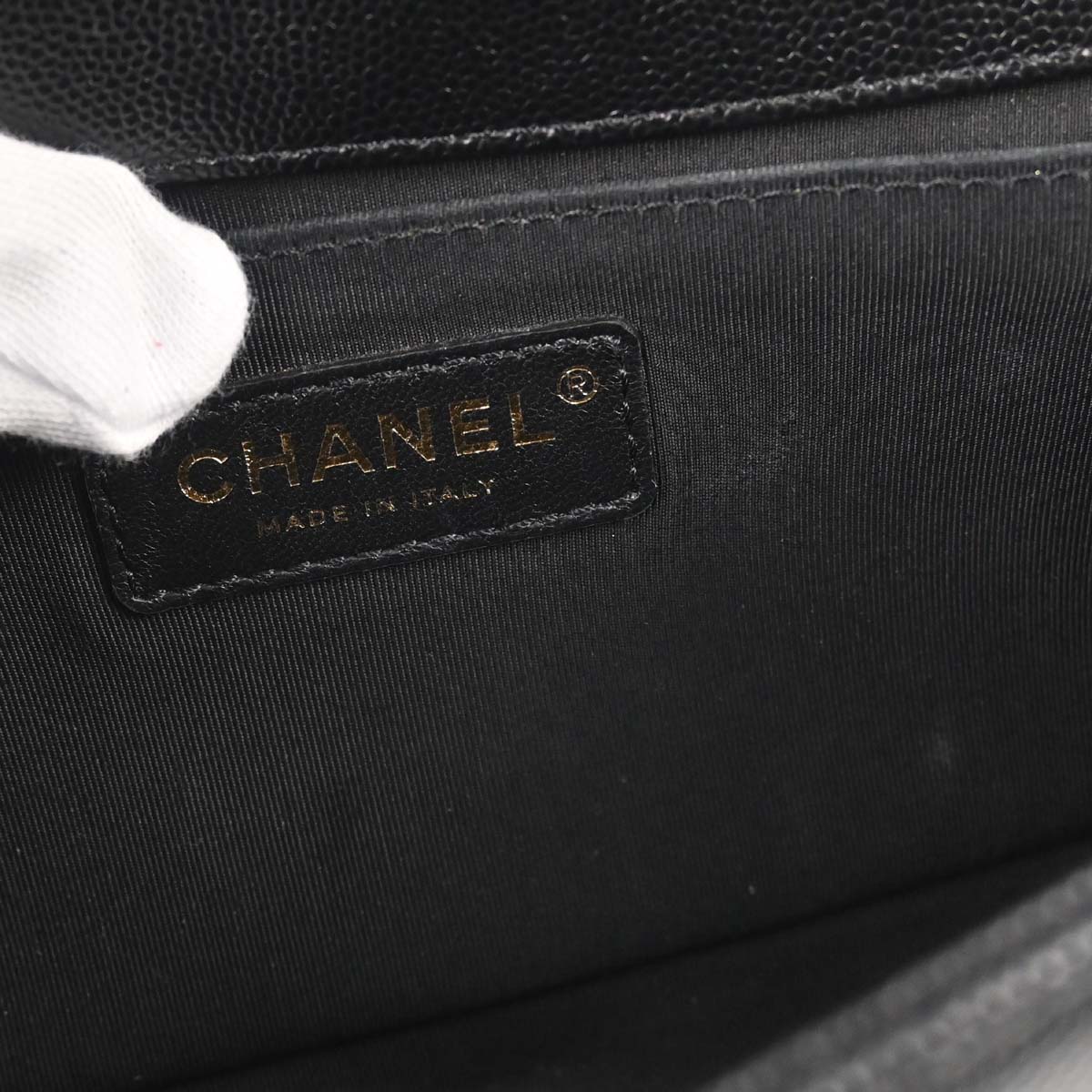 Boy Chanel Black Caviar Skin Medium Chain Shoulder Bag