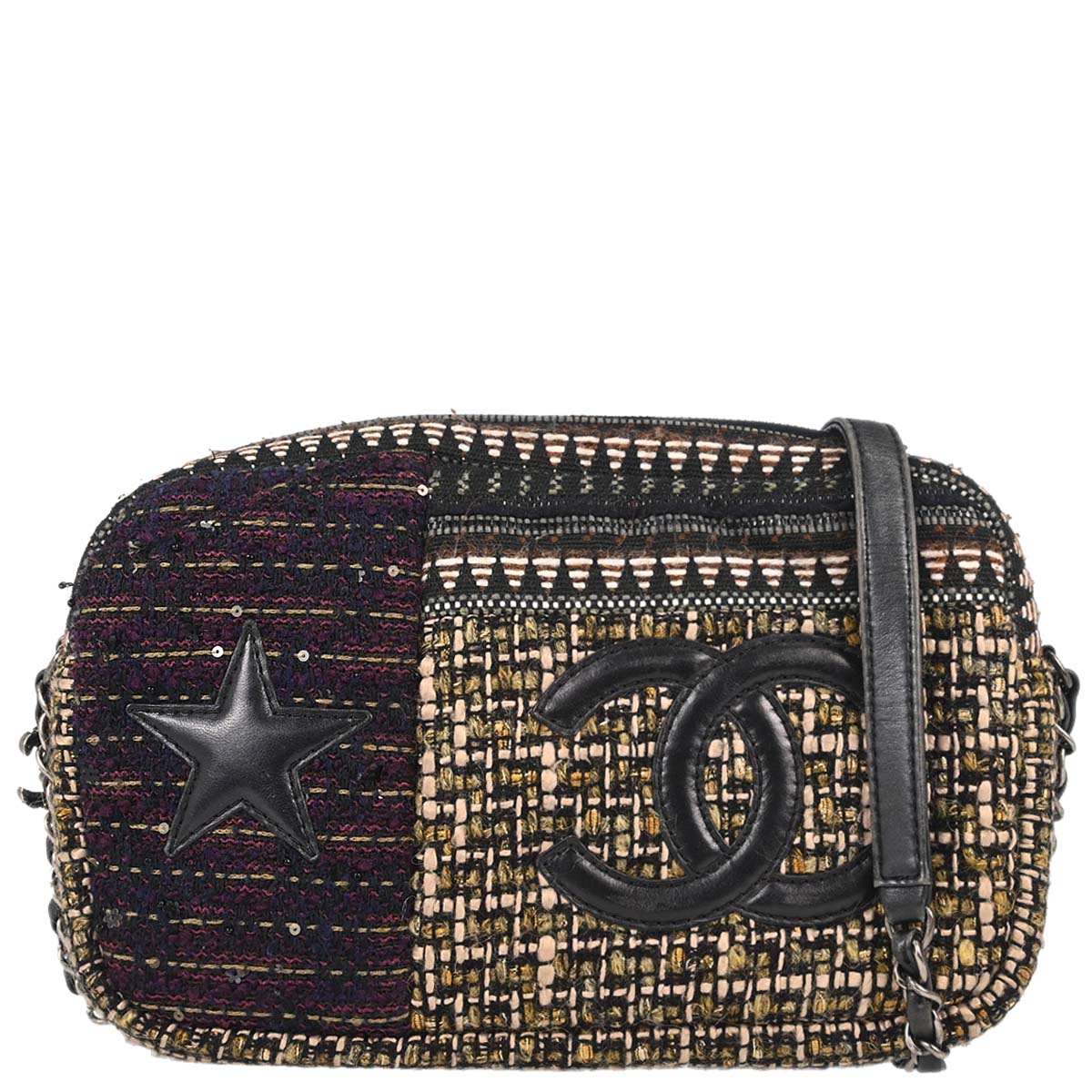 Chanel Brown Tweed Paris Dallas Camera Bag Large Shoulder Bag