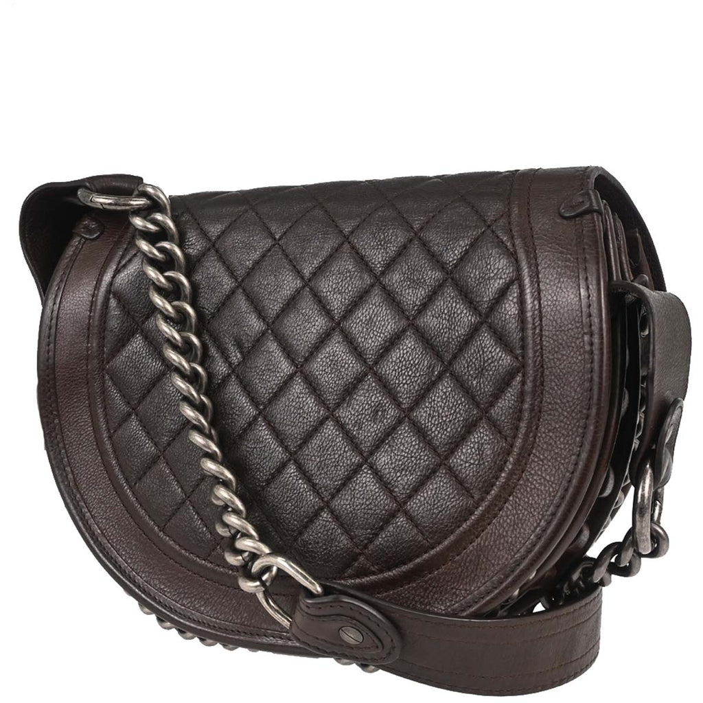 Chanel Brown Calfskin Pony Hair Paris-Dallas Saddle Shoulder Bag