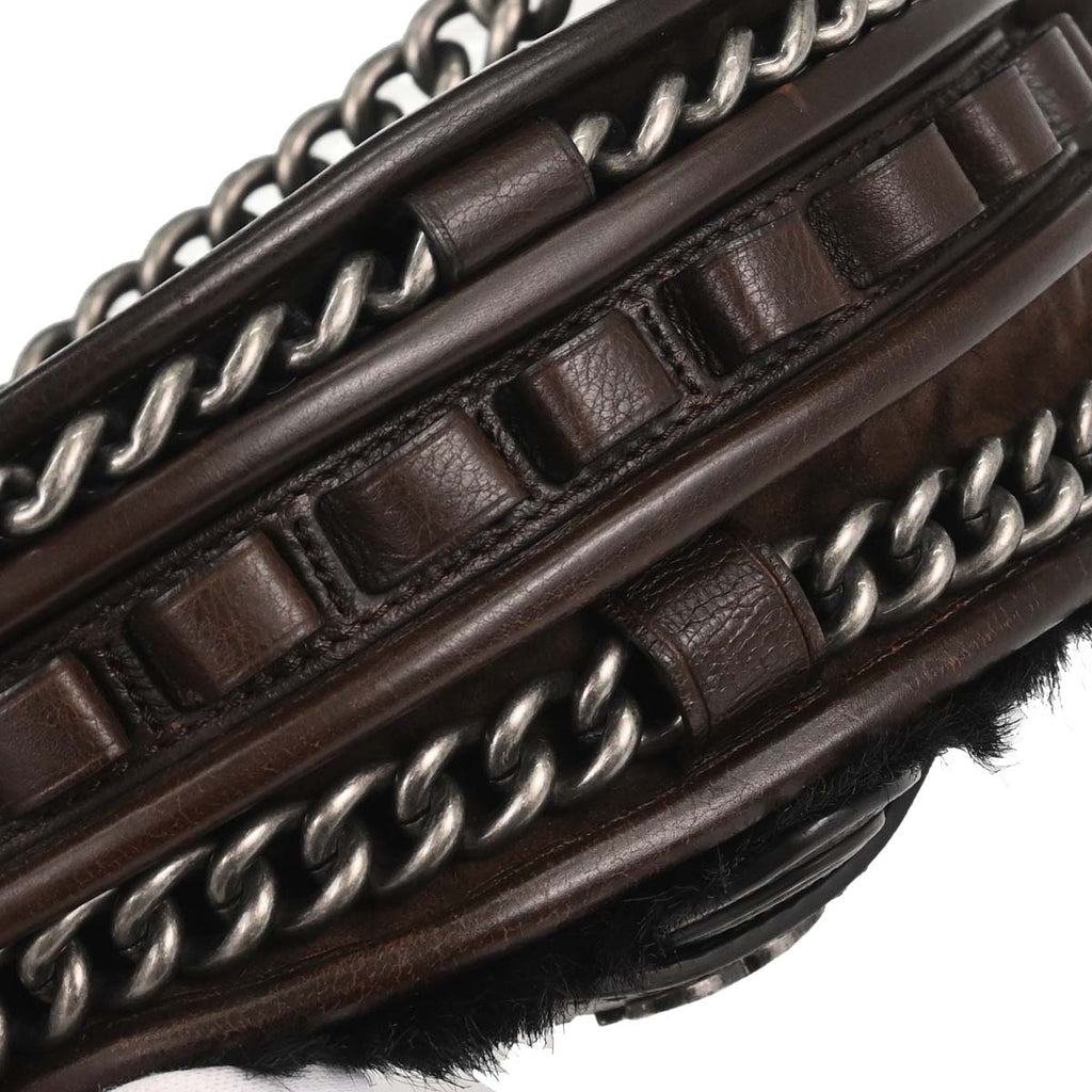 Chanel Brown Calfskin Pony Hair Paris-Dallas Saddle Shoulder Bag