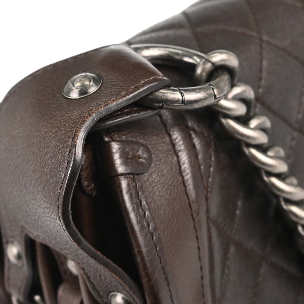 Chanel Brown Calfskin Pony Hair Paris-Dallas Saddle Shoulder Bag