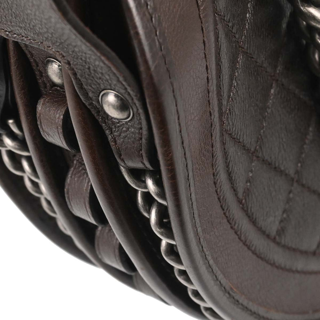 Chanel Brown Calfskin Pony Hair Paris-Dallas Saddle Shoulder Bag
