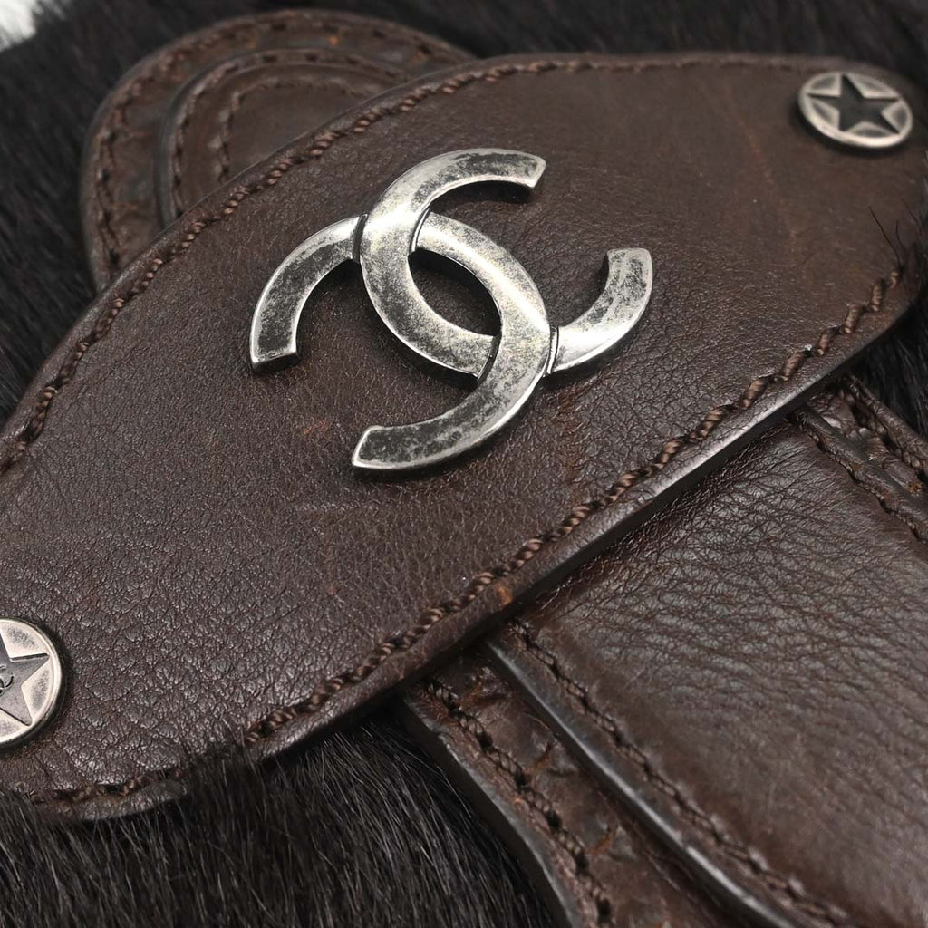 Chanel Brown Calfskin Pony Hair Paris-Dallas Saddle Shoulder Bag