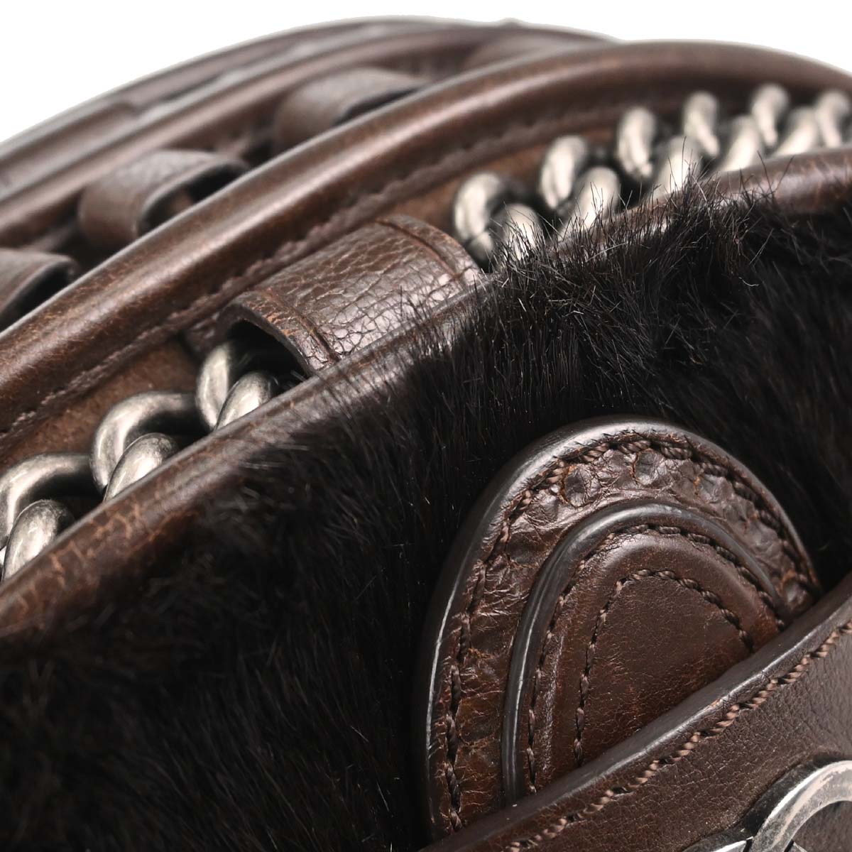 Chanel Brown Calfskin Pony Hair Paris-Dallas Saddle Shoulder Bag