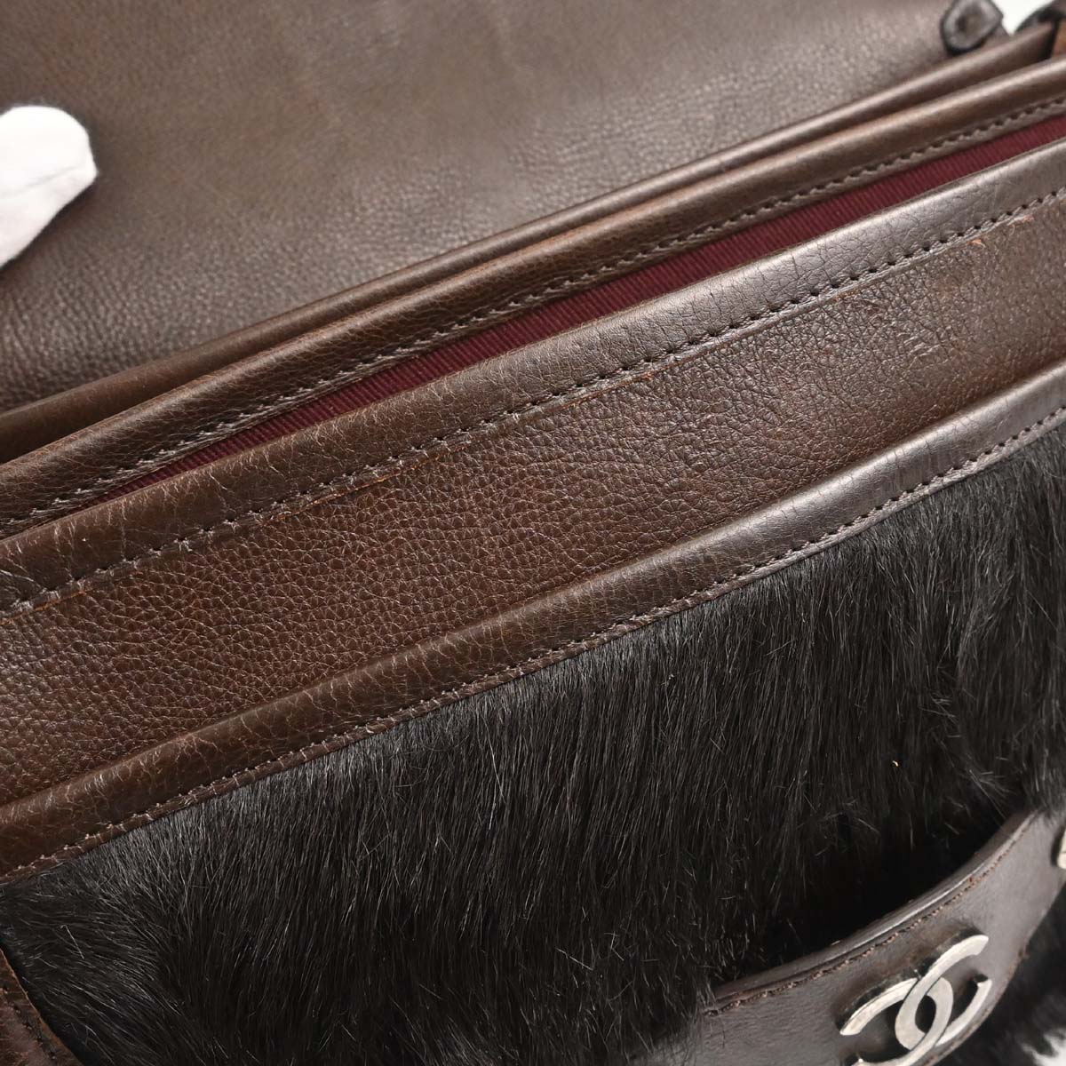 Chanel Brown Calfskin Pony Hair Paris-Dallas Saddle Shoulder Bag