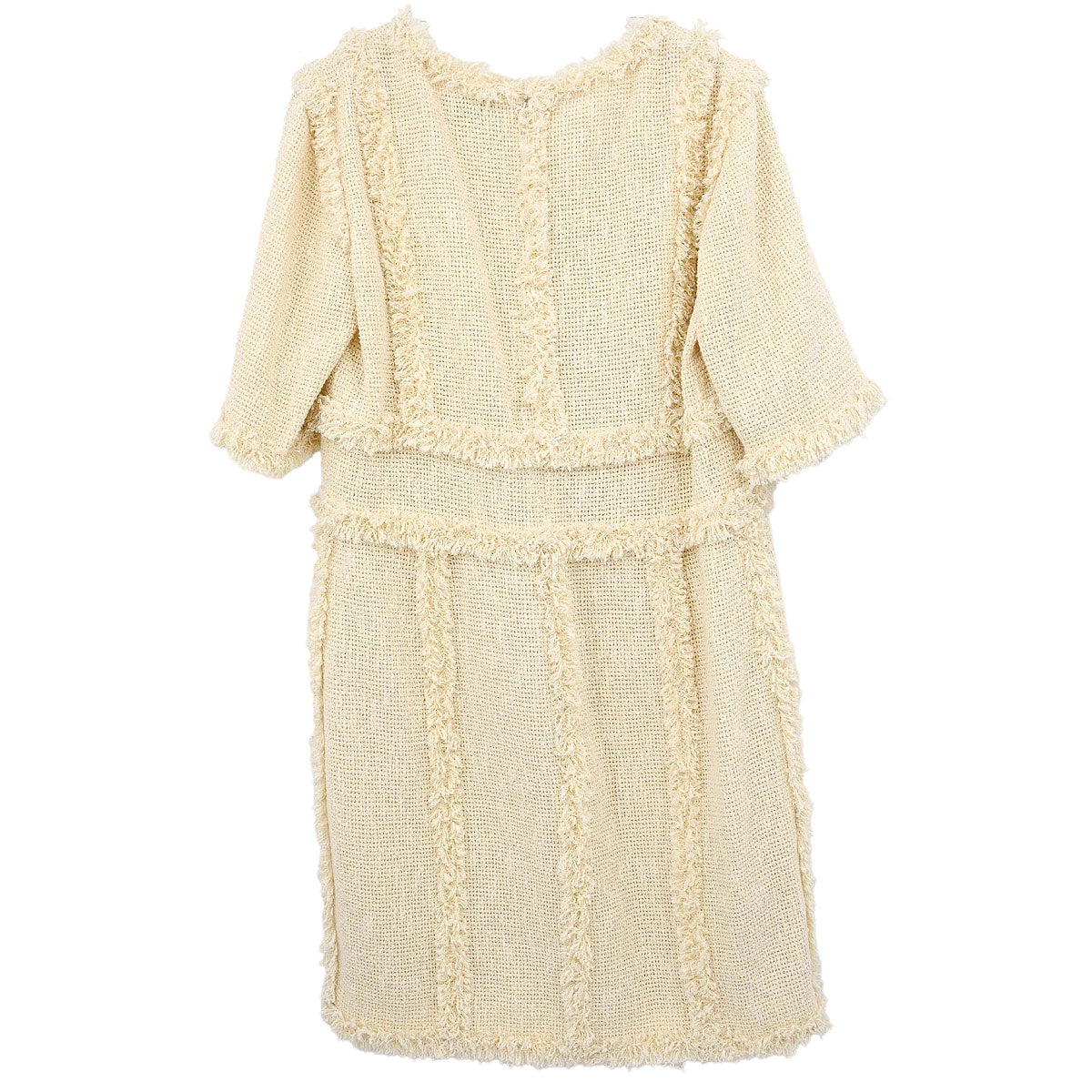 Chanel 2010 Short Sleeve Tweed Dress Ivory #42