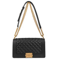 Boy Chanel 2018-2019 Black Caviar Skin Medium Chain Shoulder Bag