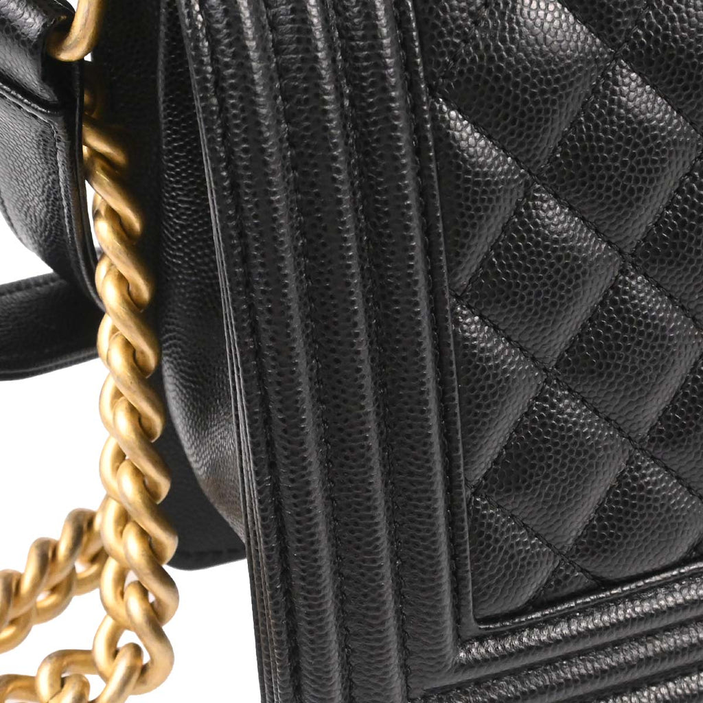 Boy Chanel 2018-2019 Black Caviar Skin Medium Chain Shoulder Bag