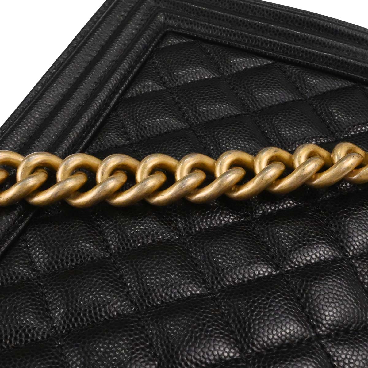Boy Chanel 2018-2019 Black Caviar Skin Medium Chain Shoulder Bag