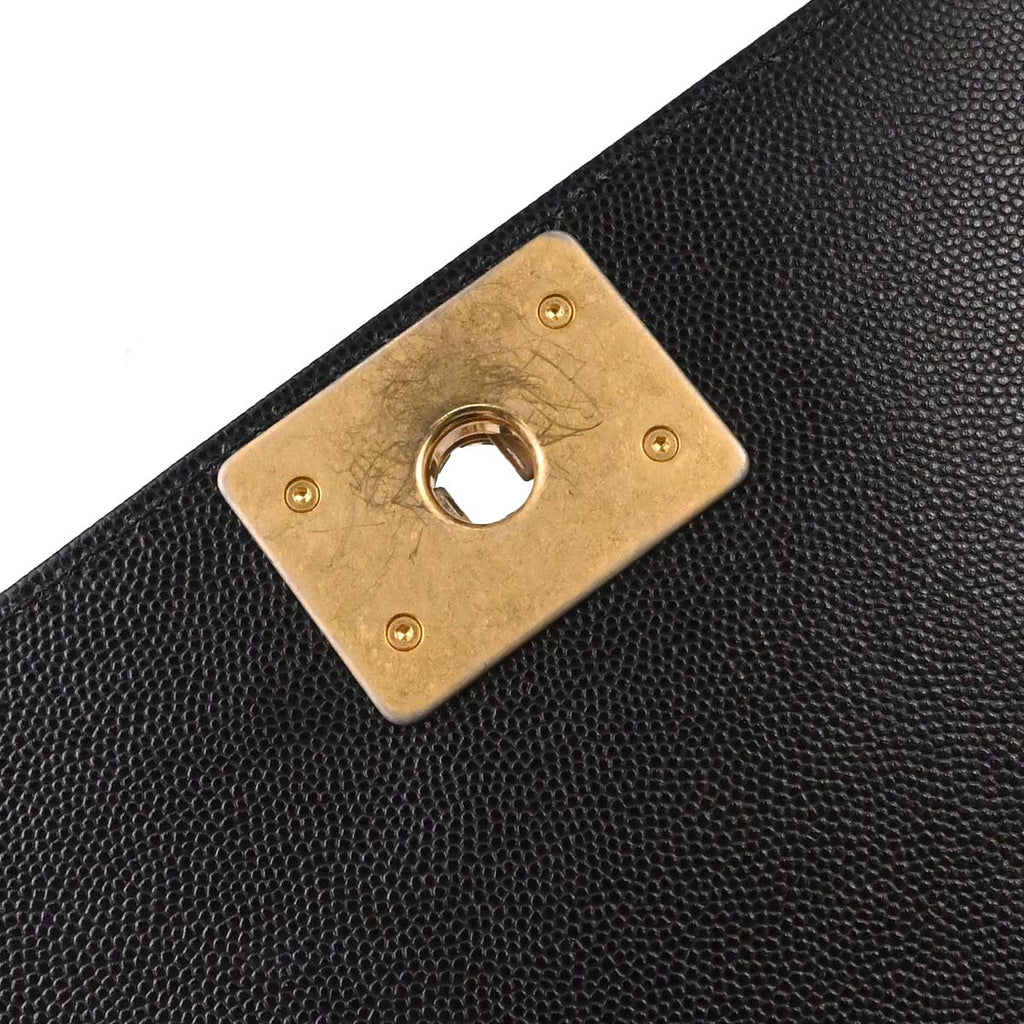 Boy Chanel 2018-2019 Black Caviar Skin Medium Chain Shoulder Bag