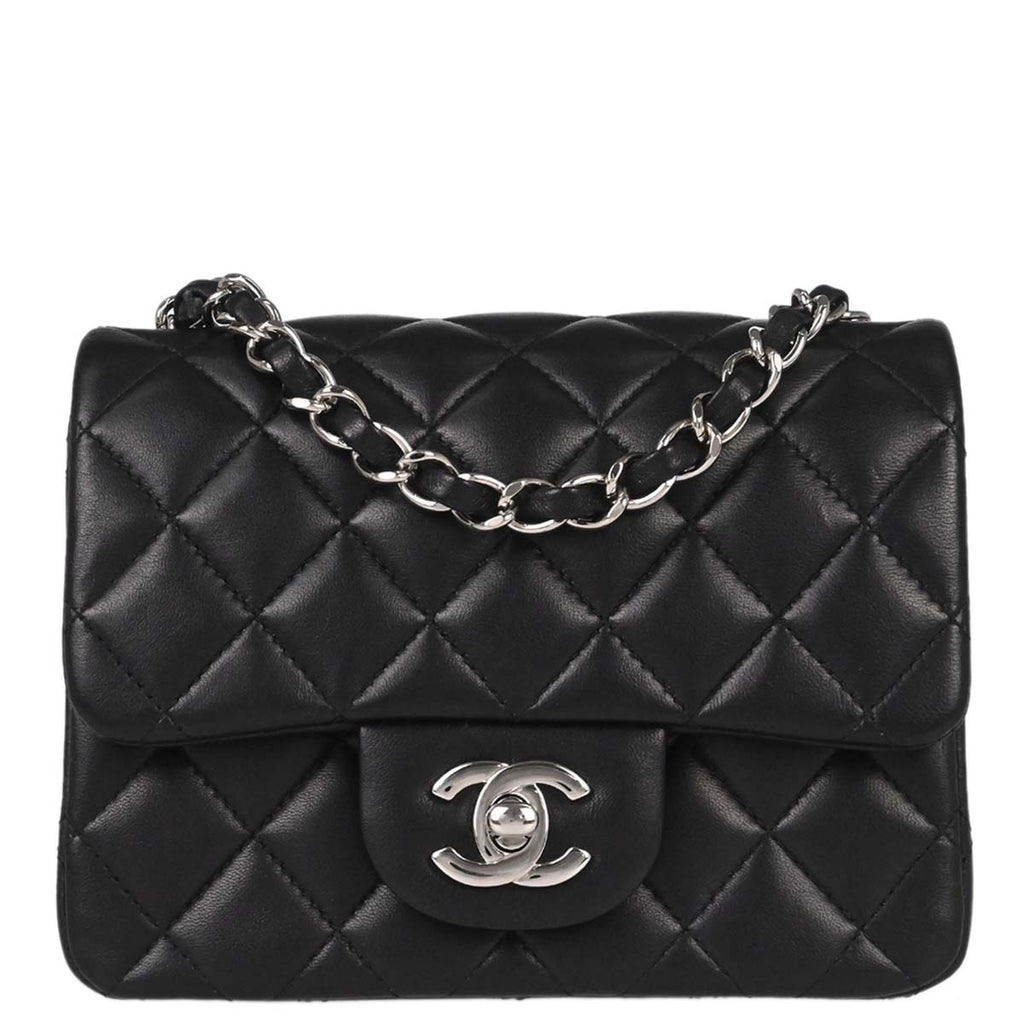 Chanel 2018-2019 Black Lambskin Mini Classic Square Flap Shoulder Bag 17