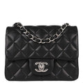 Chanel 2018-2019 Black Lambskin Mini Classic Square Flap Shoulder Bag 17