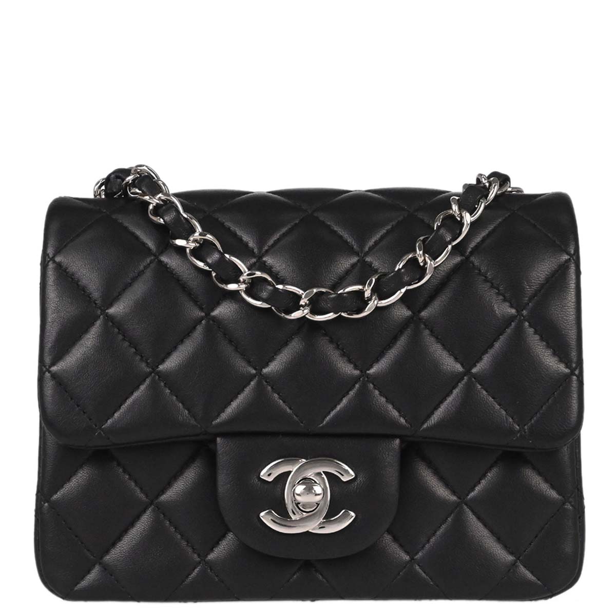 Chanel 2018-2019 Black Lambskin Mini Classic Square Flap Shoulder Bag 17