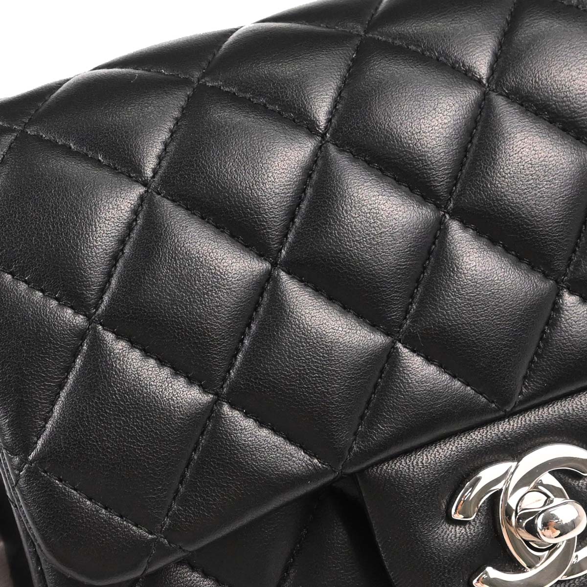 Chanel 2018-2019 Black Lambskin Mini Classic Square Flap Shoulder Bag 17