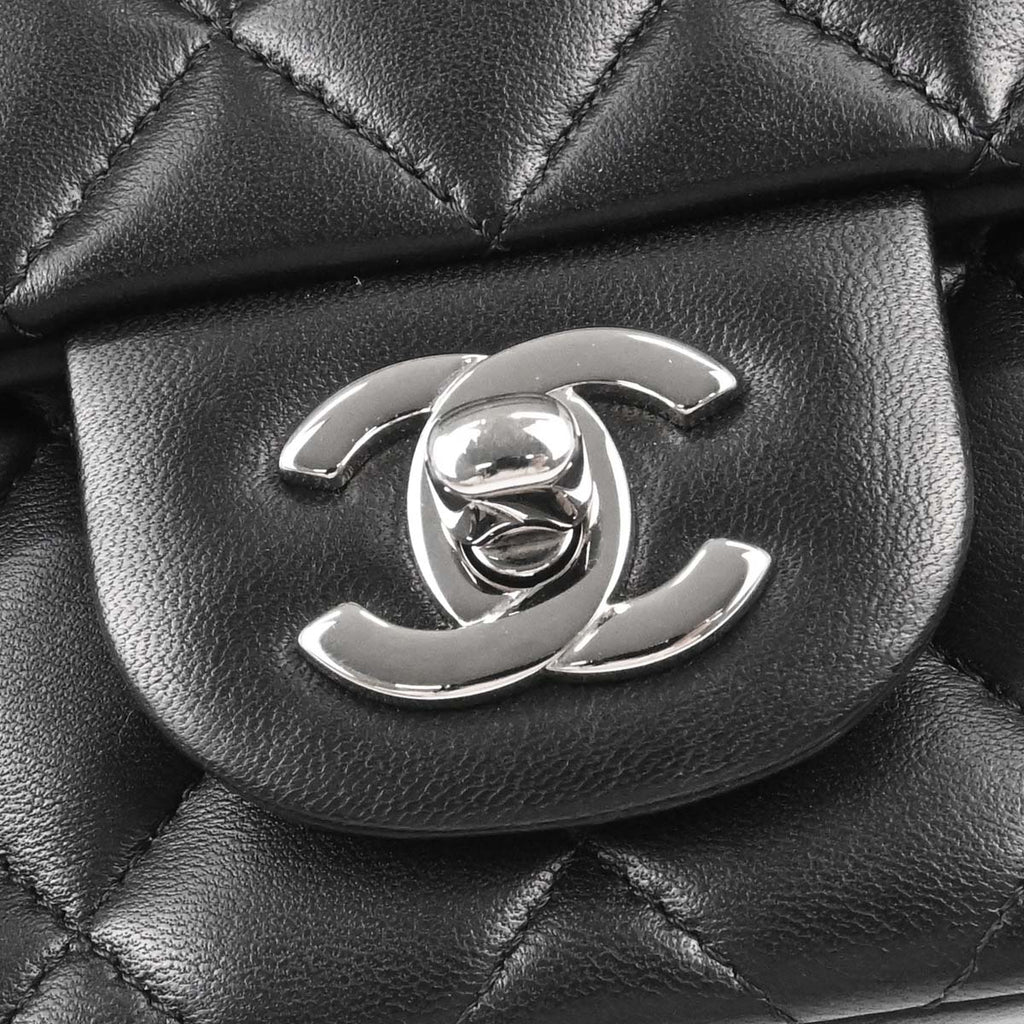 Chanel 2018-2019 Black Lambskin Mini Classic Square Flap Shoulder Bag 17