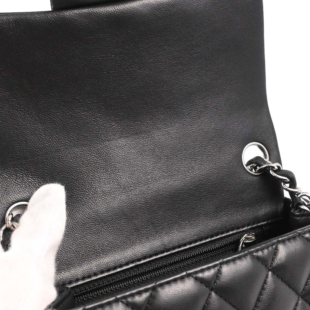 Chanel 2018-2019 Black Lambskin Mini Classic Square Flap Shoulder Bag 17