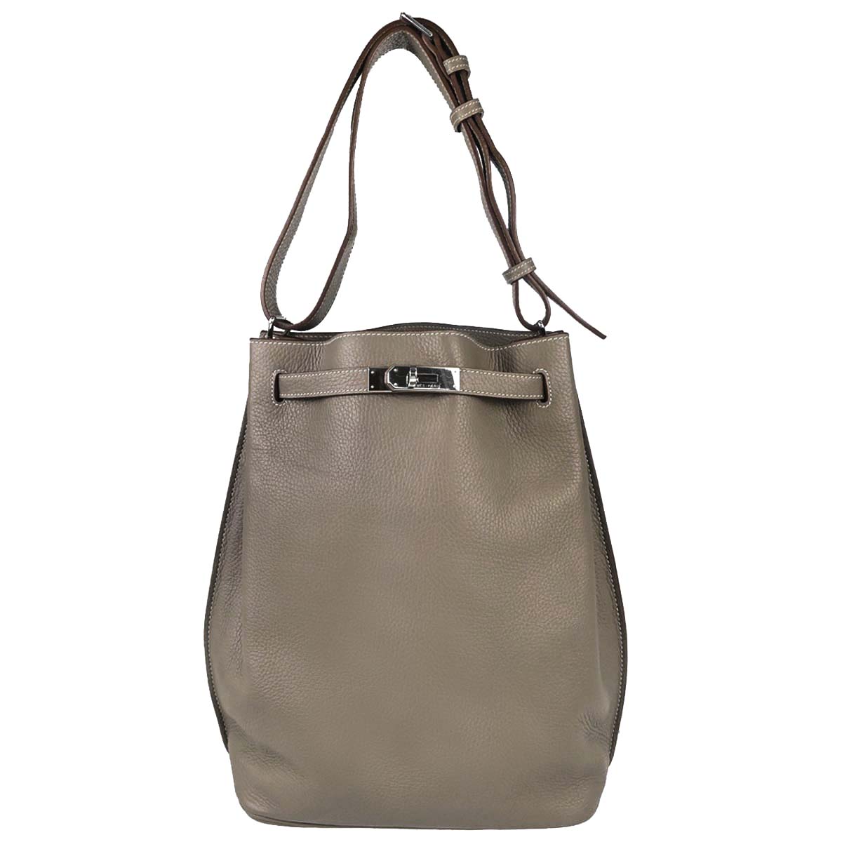 Hermes Etoupe Gray Taurillon Clemence So Kelly 26 Shoulder Bag