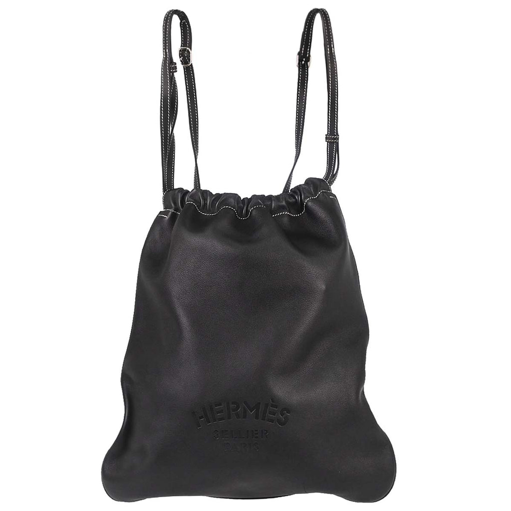 Hermes Black Veau Cheri Bridado Backpack