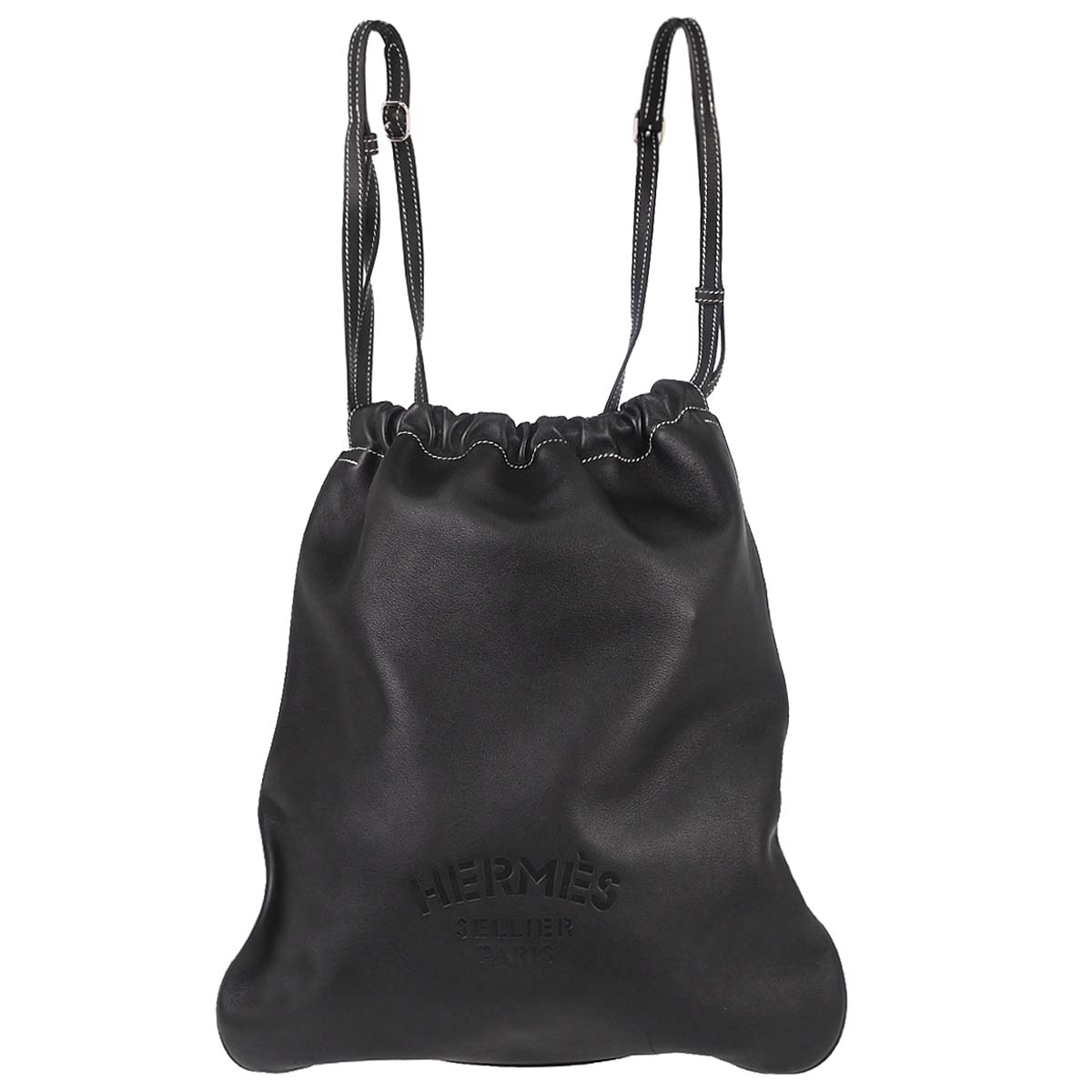 Hermes Black Veau Cheri Bridado Backpack