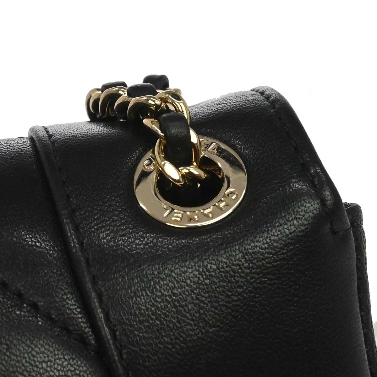 Chanel Black Lambskin Chevron Mademoiselle Flap Shoulder Bag