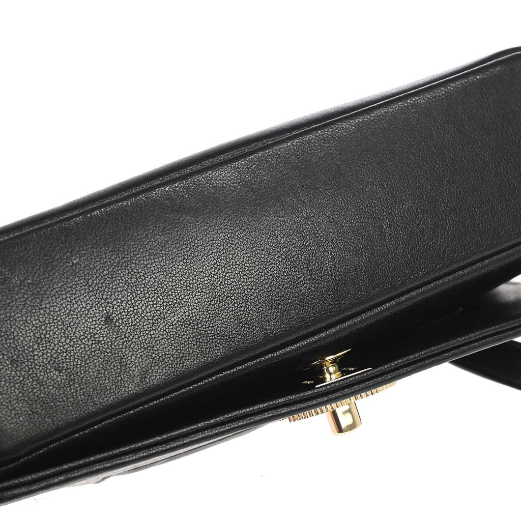 Chanel Black Lambskin Chevron Mademoiselle Flap Shoulder Bag