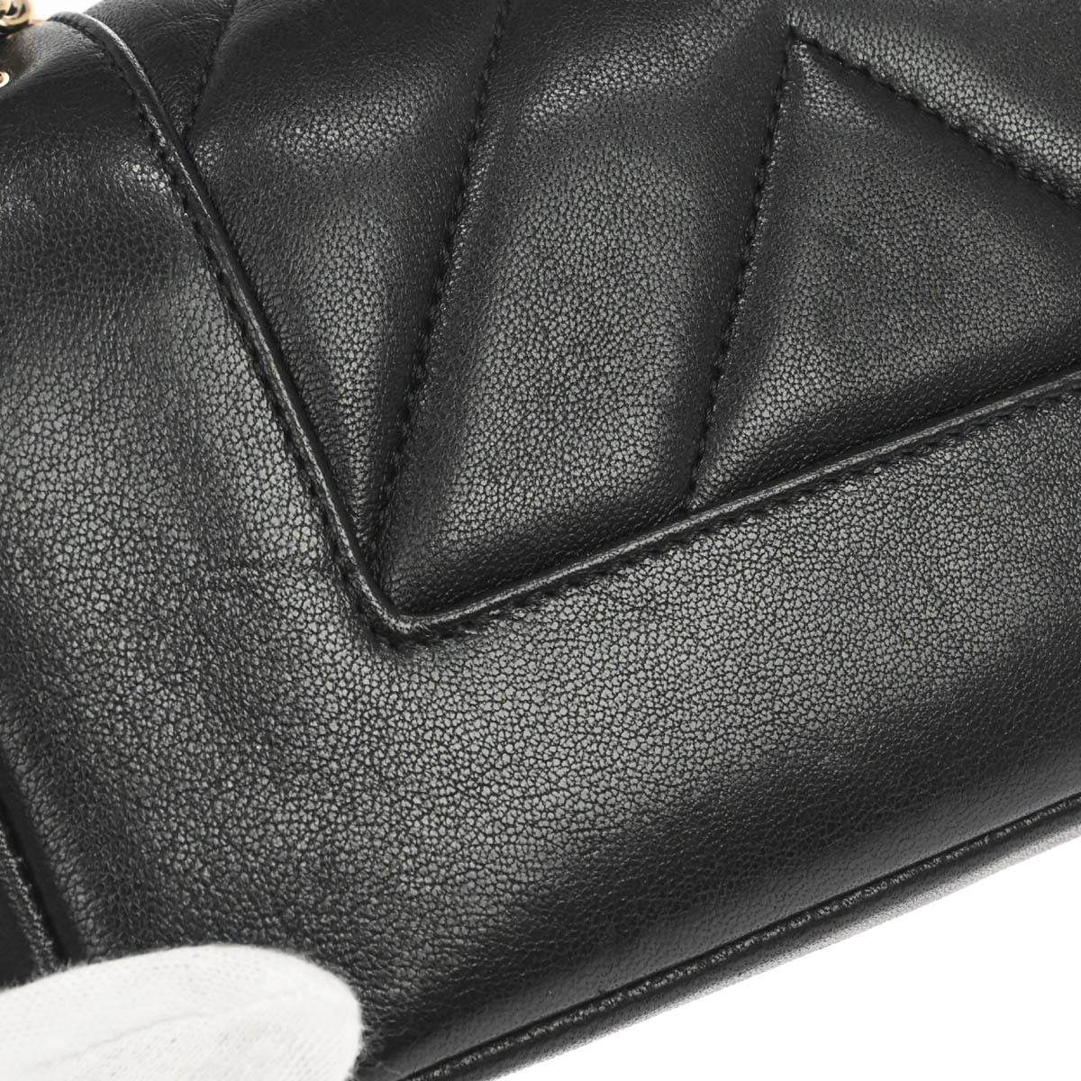 Chanel Black Lambskin Chevron Mademoiselle Flap Shoulder Bag