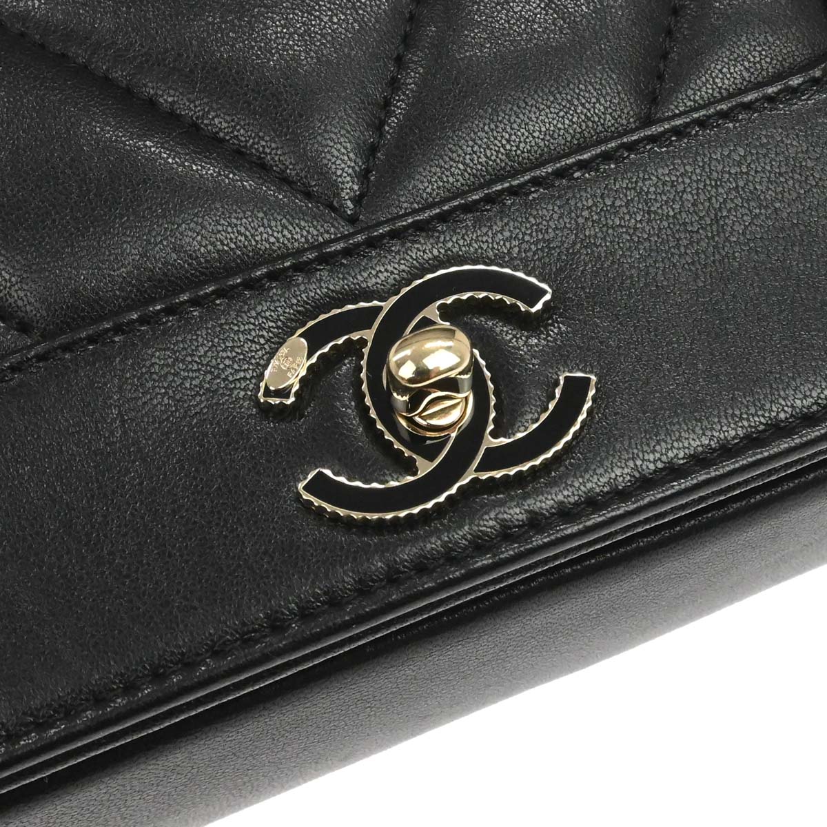 Chanel Black Lambskin Chevron Mademoiselle Flap Shoulder Bag