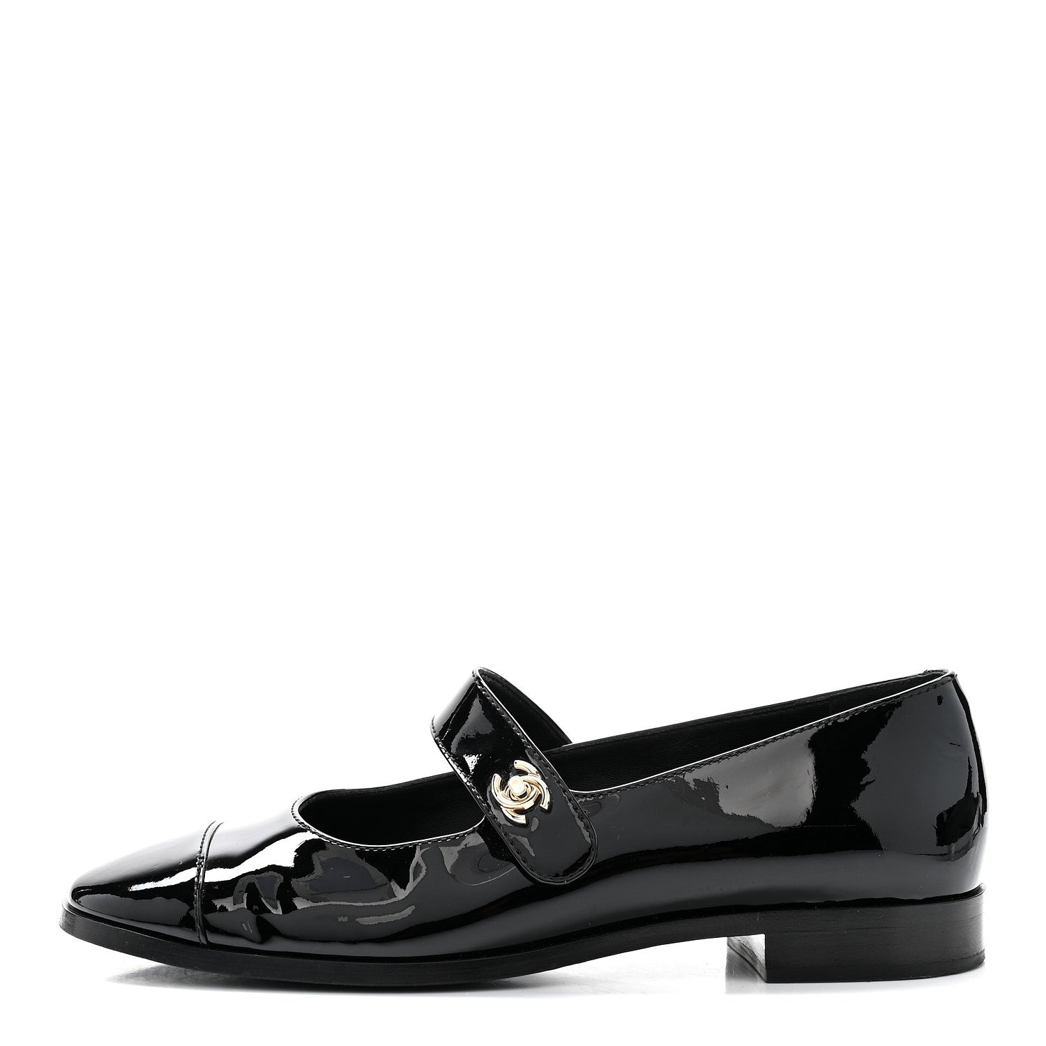 Patent Calfskin Mary Janes Flats 39 Black