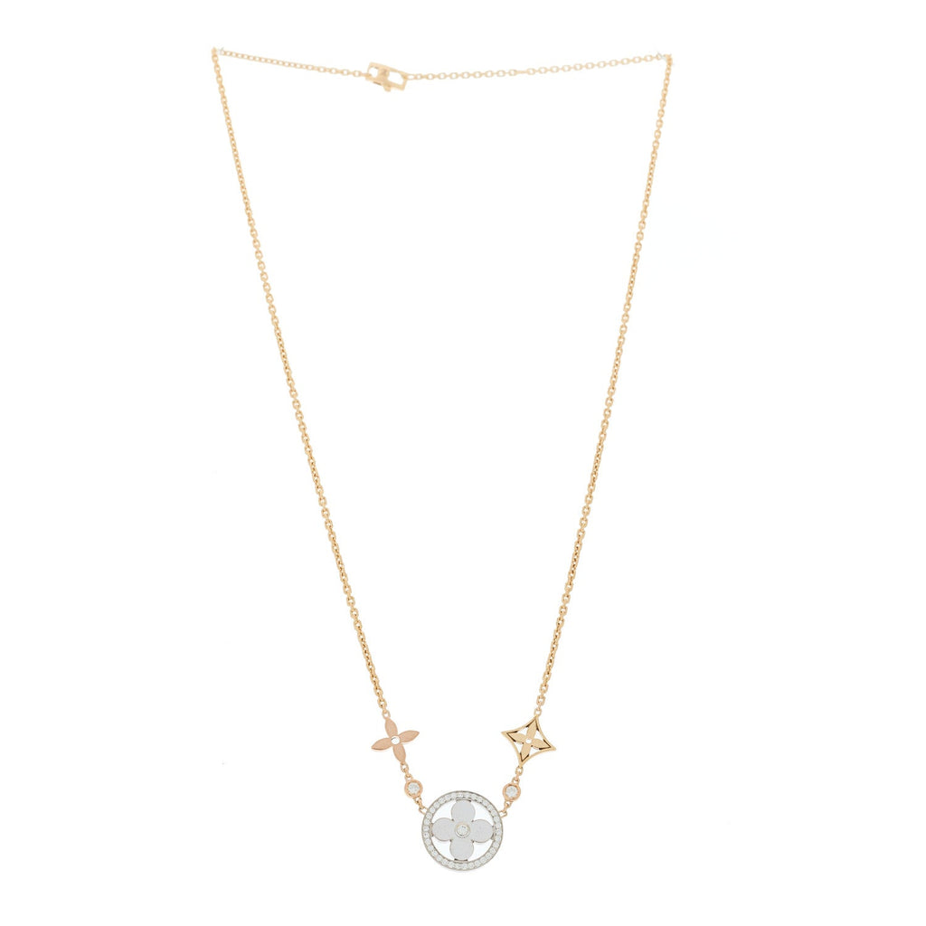 Louis Vuitton 18K Yellow White Rose Gold Diamond Idylle Blossom XL Pendant Necklace