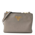 Prada Vitello Phenix Double Zip Crossbody Bag Argilla