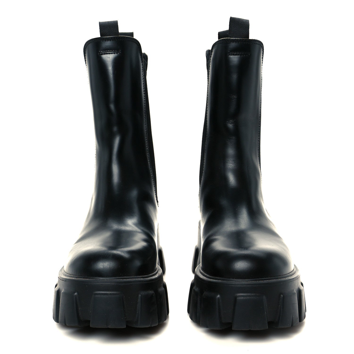 Prada Spazzolato Rois Monolith Chelsea 55mm Tall Boots 38 Black