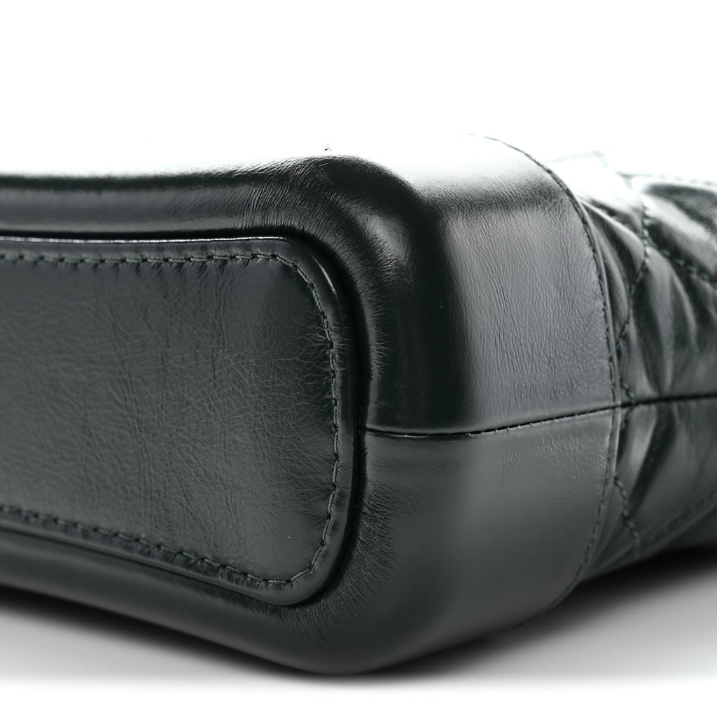 Chanel Aged Calfskin Quilted Small Gabrielle Hobo Dark Green