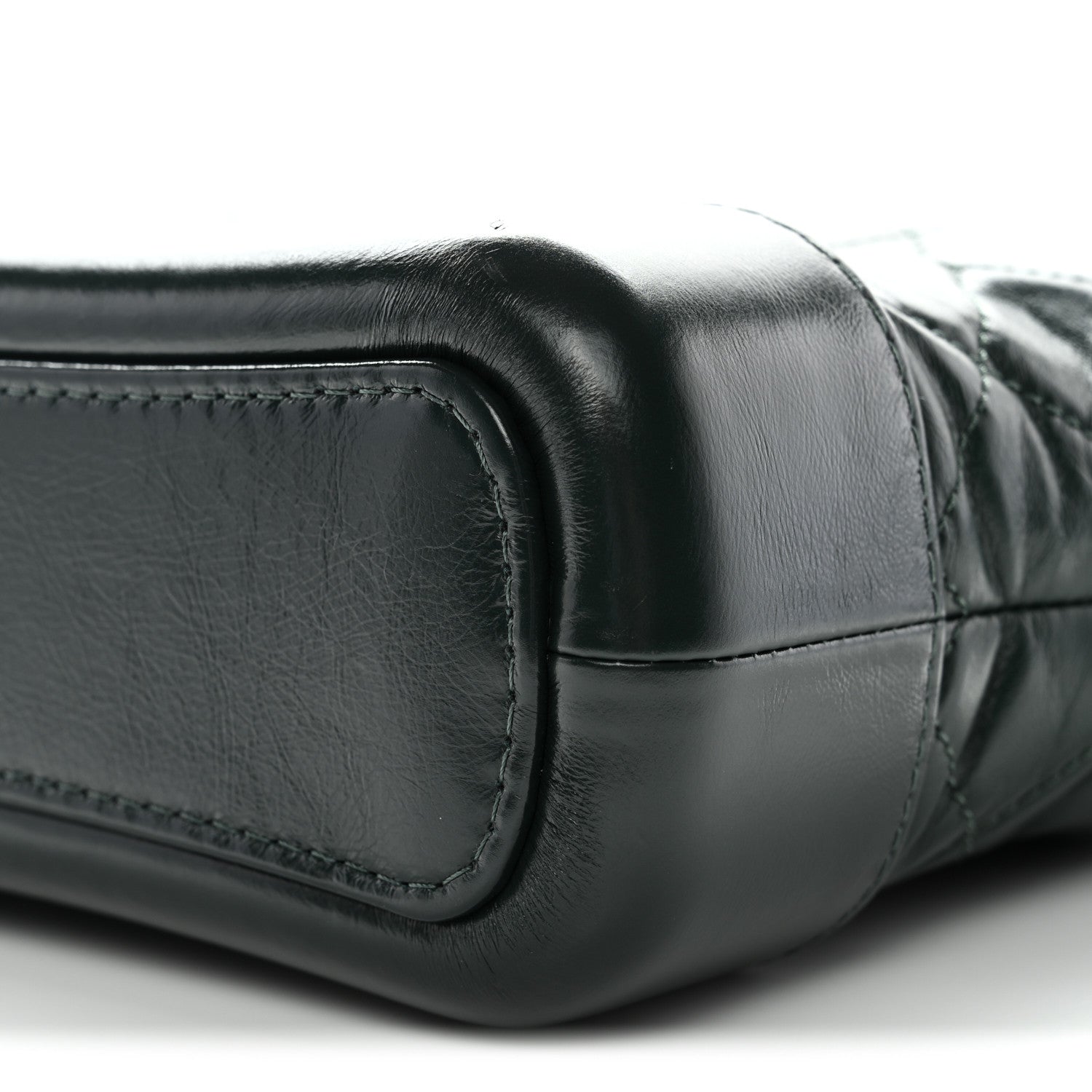 Chanel Aged Calfskin Quilted Small Gabrielle Hobo Dark Green